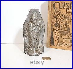 Chocolate mold Antique French Santa Clause with toy Tin mould collectible