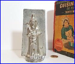 Chocolate mold Antique Santa Clause with toy Tin mould Father Christmas Signed