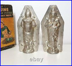 Chocolate mold Antique Santa Clause with toys Tin mould Christmas Signed 7.01