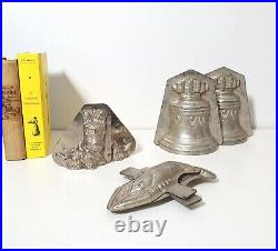 Chocolate mold Antique vintage french metal tin mould Christmas Set of 3