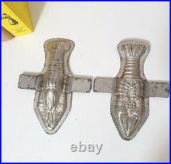 Chocolate mold Antique vintage metal tin mould Christmas Set of 3