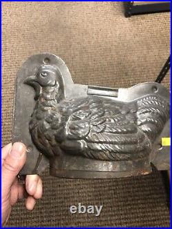 Early 20th Century Figural Hen Tin Chocolate Mold Germany