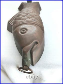 Early Primitive Chocolate Copper Fish Mold Tin Lined Antique Stamped 1887-1914