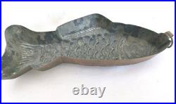 Early Primitive Chocolate Copper Fish Mold Tin Lined Antique Stamped 1887-1914