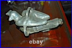 English 1840's Pewter Peace Dove Bird Ice Cream Chocolate Molds Crown Touch Mark