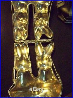 ExLARGE CHOCOLATE RABBIT CANDY MOLD EASTER BUNNY TIN DOUBLE MODEL BOOKENDS