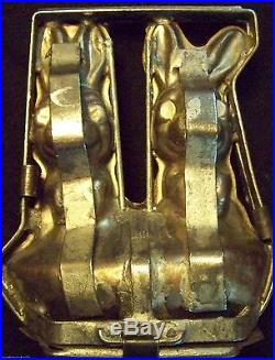 ExLARGE CHOCOLATE RABBIT CANDY MOLD EASTER BUNNY TIN DOUBLE MODEL BOOKENDS