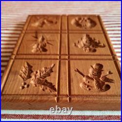 GENE WILSON Wooden Springerle Cookie Stamp Press Mold 6 PRINT CHRISTMAS PRESS