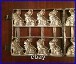German Antique Steel Frame And 8 Tin Sitting Rabbit Chocolate Mold Anton Reiche
