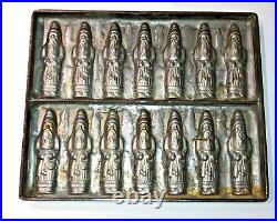 German Fourteen Santas Antique Vintage Bodderas Metal Chocolate Mold 40's