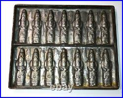 German Fourteen Santas Antique Vintage Bodderas Metal Chocolate Mold 40's