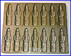 German Fourteen Santas Antique Vintage Bodderas Metal Chocolate Mold 40's