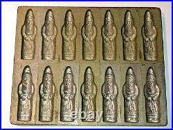 German Fourteen Santas Antique Vintage Bodderas Metal Chocolate Mold 40's