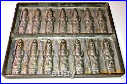 German Fourteen Santas Antique Vintage Bodderas Metal Chocolate Mold 40's