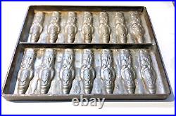 German Fourteen Santas Antique Vintage Bodderas Metal Chocolate Mold 40's