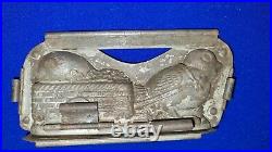 H Walter Berlin early 20th Century German Chocolate Mold- Chick & Basket, Egg