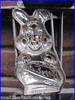 HAPPY EASTER BUNNY Old Industrial Chocolate Candy Mold large metal 16 rabbits HAPPY EASTER BUNNY Old Industrial Chocolate Candy Mold large metal 16 rabbits