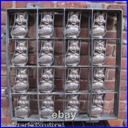 HAPPY EASTER BUNNY Old Industrial Chocolate Candy Mold large metal 16 rabbits HAPPY EASTER BUNNY Old Industrial Chocolate Candy Mold large metal 16 rabbits