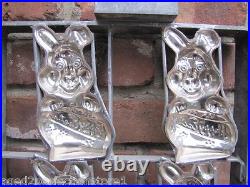 HAPPY EASTER BUNNY Old Industrial Chocolate Candy Mold large metal 16 rabbits HAPPY EASTER BUNNY Old Industrial Chocolate Candy Mold large metal 16 rabbits