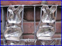 HAPPY EASTER BUNNY Old Industrial Chocolate Candy Mold large metal 16 rabbits HAPPY EASTER BUNNY Old Industrial Chocolate Candy Mold large metal 16 rabbits