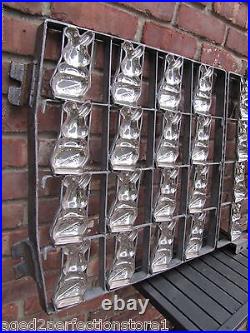 HAPPY EASTER BUNNY Old Industrial Chocolate Candy Mold large metal 16 rabbits HAPPY EASTER BUNNY Old Industrial Chocolate Candy Mold large metal 16 rabbits