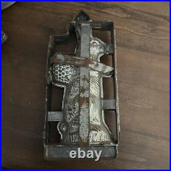 HUGE Antique Hinged Metal Easter Bunny Rabbit Basket Chocolate Candy Mold 16