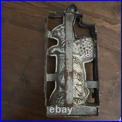 HUGE Antique Hinged Metal Easter Bunny Rabbit Basket Chocolate Candy Mold 16