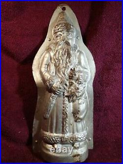 HUGE LARGE 17 inch TIN METAL ANTIQUE early 1900 SANTA Chocolate MOLD EUROPE