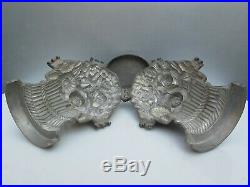 Heavy antique thick pewter ice cream chocolate mold flowers with impressed marks