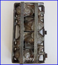 Hinged Chocolate Candy Mold Four Bunny Rabbit Pulling Egg Cart Germany Antique