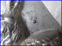 Huge Antique Chocolate Mold 2 Part Rabbit / Easter Bunny With Basket 15 Inch
