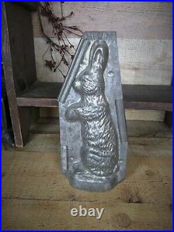 LARGE ANTIQUE EASTER BUNNY STANDING RABBIT CHOCOLATE MOLD CANDY TIN 10 1/2 Tall