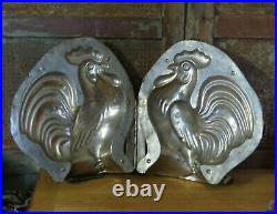 LARGE! Antique Vintage Tin Metal Chocolate Candy Mold Easter Rooster 11 TALL
