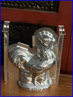 LG Vintage Rooster Chicken Spring Easter Farm Metal Chocolate Candy Mold German LG Vintage Rooster Chicken Spring Easter Farm Metal Chocolate Candy Mold German