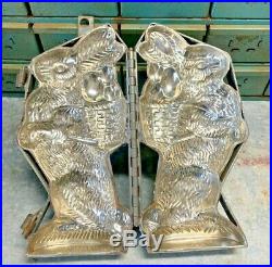 Large 12 Hinged Antique Easter Bunny Rabbit Factory Chocolate Candy Mold
