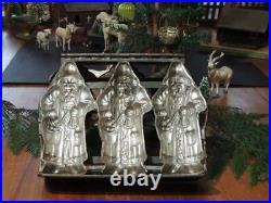 Large 9 Antique SANTA Chocolate Mold German Old World Father Christmas Hinged
