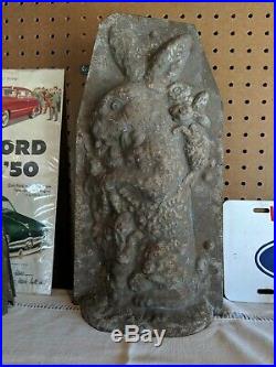 Large Antique 15 Tall Chocolate Mold BUNNIES with Momma Rabbit Carrots Detail