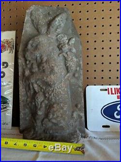 Large Antique 15 Tall Chocolate Mold BUNNIES with Momma Rabbit Carrots Detail
