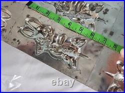 Large Antique Chocolate Mold 12 Rabbit Large Metal Sheet Heavy Easter Carrot