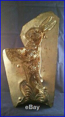 Large Antique Easter Bunny Standing Rabbit With Basket Chocolate Mold Candy Tin