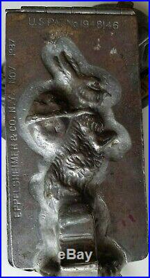 Large Antique Eppelsheimer Chocolate Mold Bunny Rabbit with Pack #8034 c. 1937