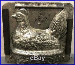 Large Antique Hen Chicken On Nest Chocolate Mold 6.75-7.5 Easter Vintage #6219