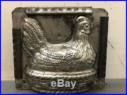Large Antique Hen Chicken On Nest Chocolate Mold 6.75-7.5 Easter Vintage #6219