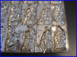 Large Antique Metal Chocolate Mold Rabbits In Outfits/In Action/Easter, Vintage