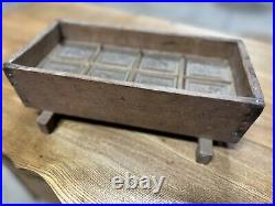 Large Antique Primitive Wooden Butter Maple Sugar Candy Mold Stamp Press