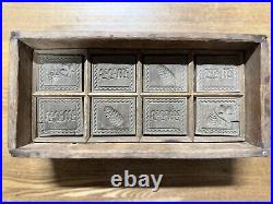 Large Antique Primitive Wooden Butter Maple Sugar Candy Mold Stamp Press