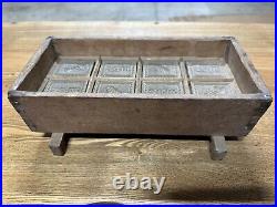 Large Antique Primitive Wooden Butter Maple Sugar Candy Mold Stamp Press