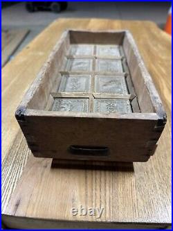 Large Antique Primitive Wooden Butter Maple Sugar Candy Mold Stamp Press