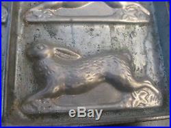 Large, Heavy, Antique Metal Chocolate Mold, Rabbits, Vintage! Great Shape