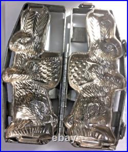 Large Vntg Antique Commercial Hinged Cage Mold Standing Chocolate Easter Bunny